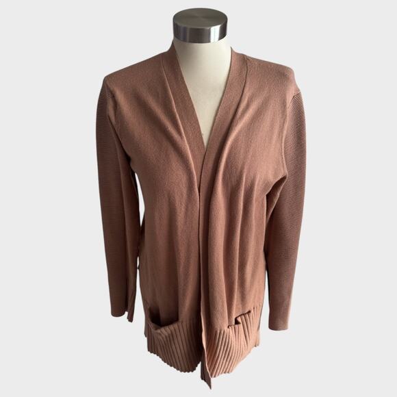 Devotion by Cyrun Open Front Large Brown Rayon Polyester Nylon Sweater - Picture 1 of 9
